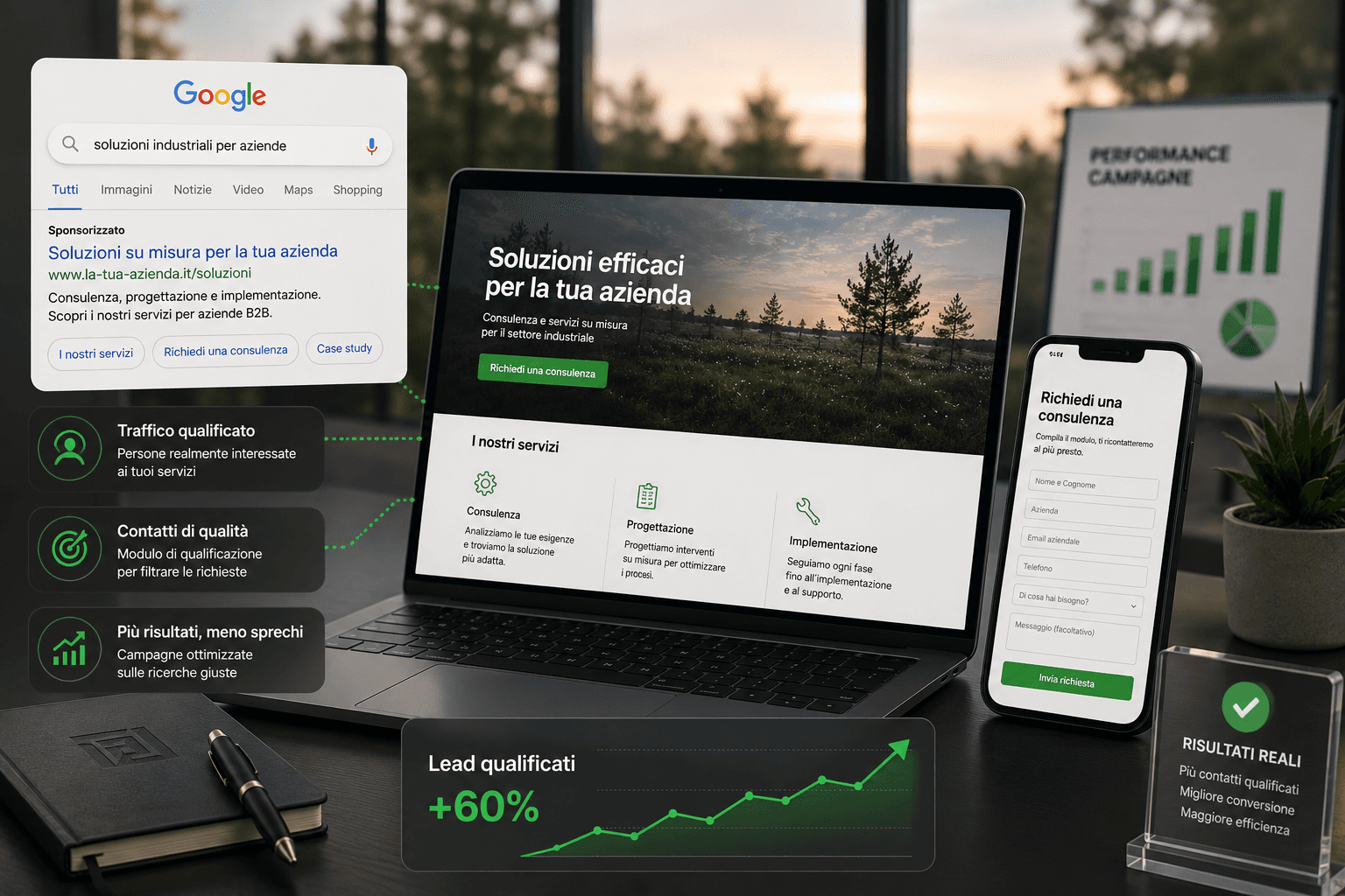 Immagine rappresentativa: Più contatti qualificati da Google Ads per un'azienda B2B